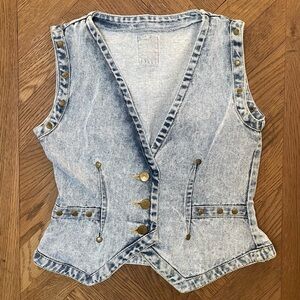 Vintage Denim Vest with Studs